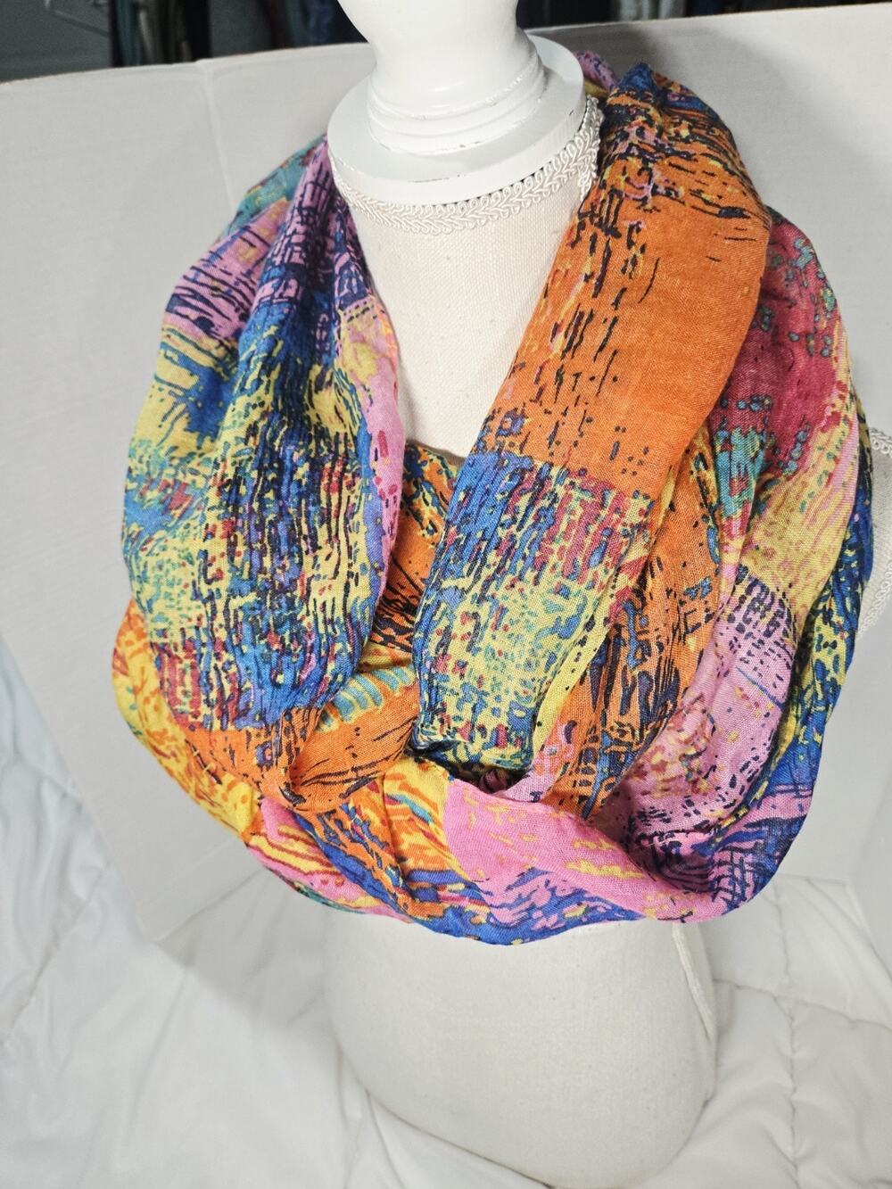 Boho Rainbow Scarf Wrap Retro Colorful Distressed Grunge Indie Festival Summer